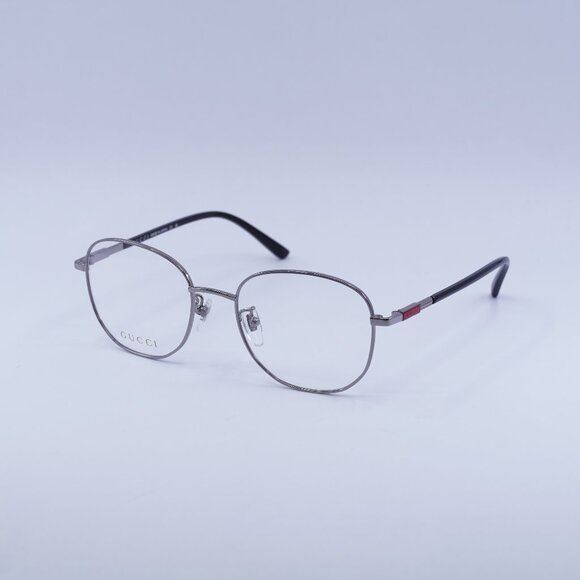 Gucci GG1352O 001 Eyeglasses Shiny Ruthenium/Black 53mm Rectangle Frame - Picture 1 of 11